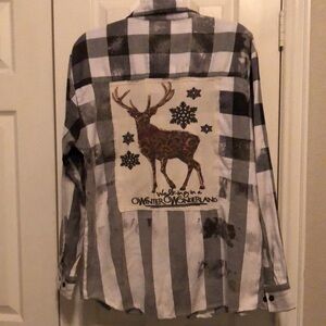 Winter reindeer backed deco soft cotton shirt